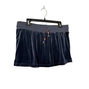 natural life blue velvet skort with beaded waist tie womens large